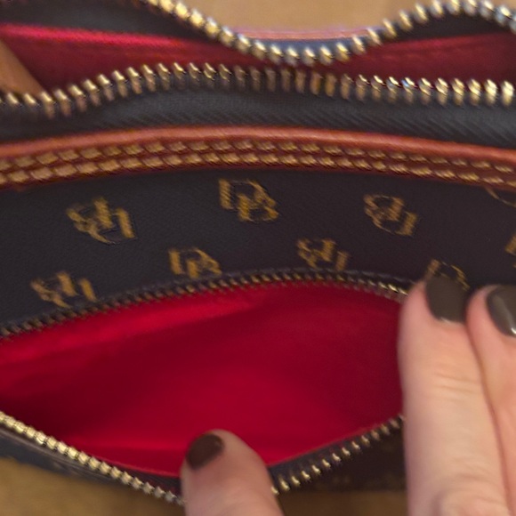 Dooney & Bourke Blue and Brown Monogram Shoulder Bag - Picture 5 of 11